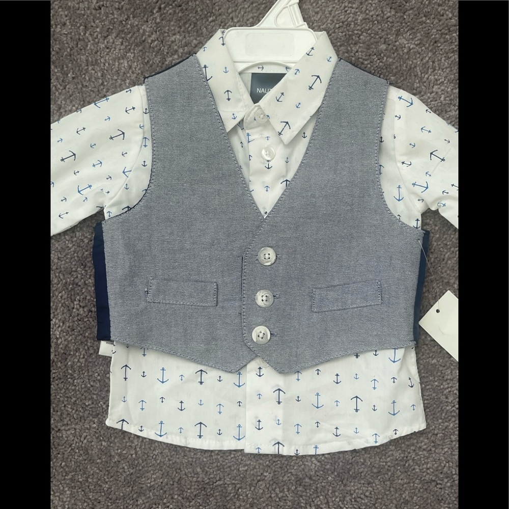 Infant Boy Nautica Shirt and Vest Size 3/6 months